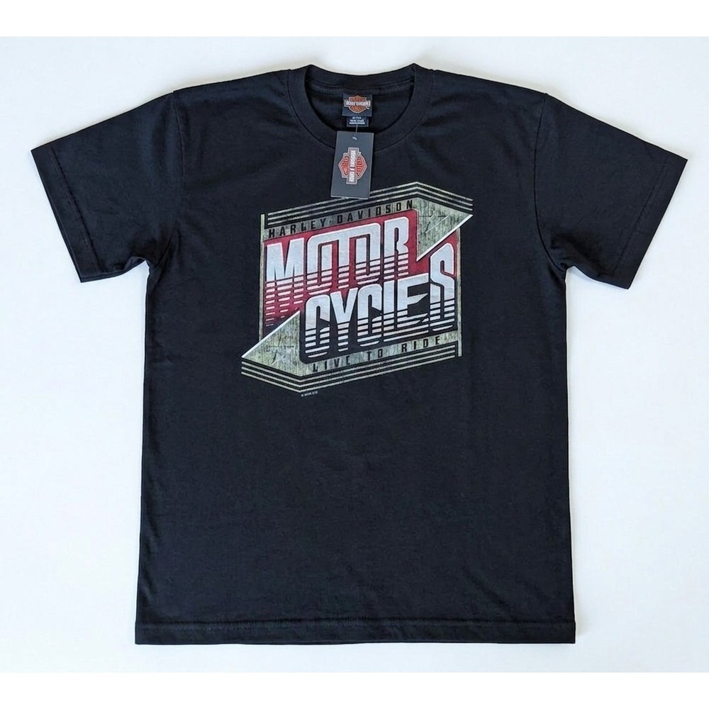 Harley Davidson Motorcycles T-Shirt, Live To Ride, Black, 100% Cotton Size Large